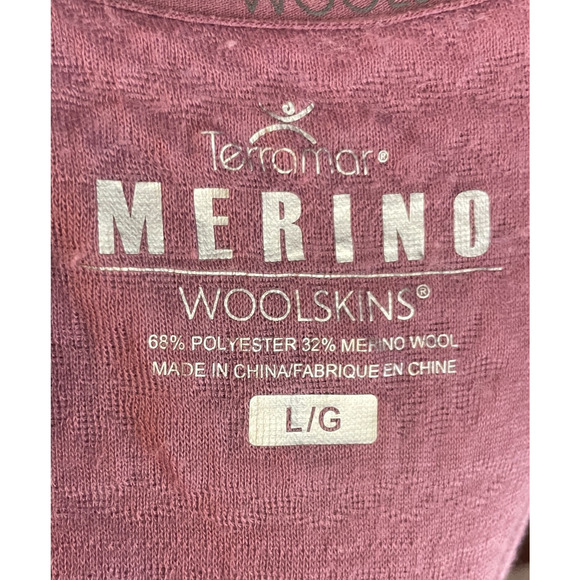 Women Large Terramar Merino Wool Blend Pink Patterned Crewneck Baselayer Winter - Picture 4 of 4